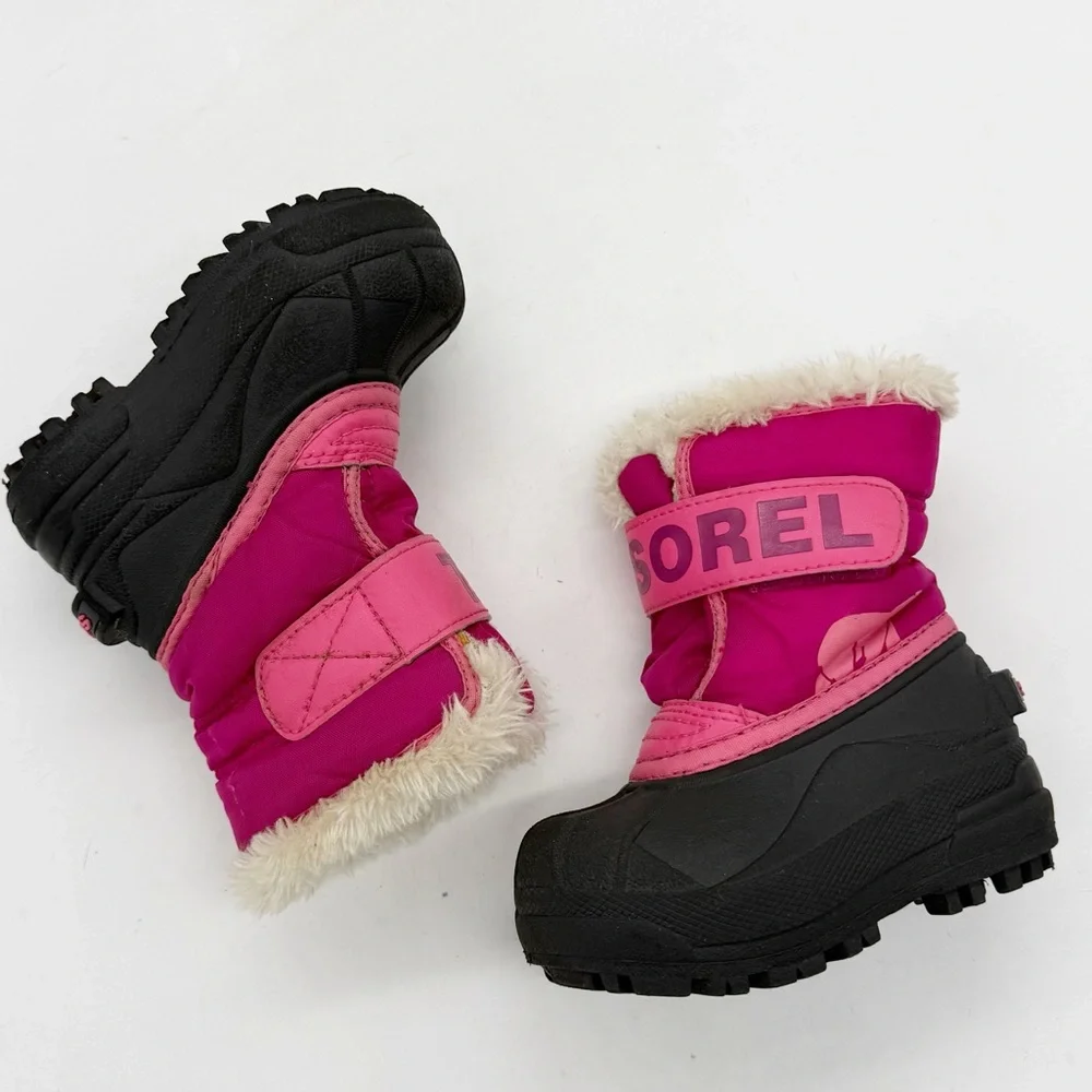 Sorel Snow Commander Winter Boot Toddler Size 6 Waterproof Pink Faux Fur Outdoor